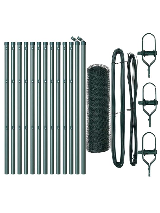 Žogs ar stabiem. zaļa 0.8 x 25 m pvc pārklāts tērauds