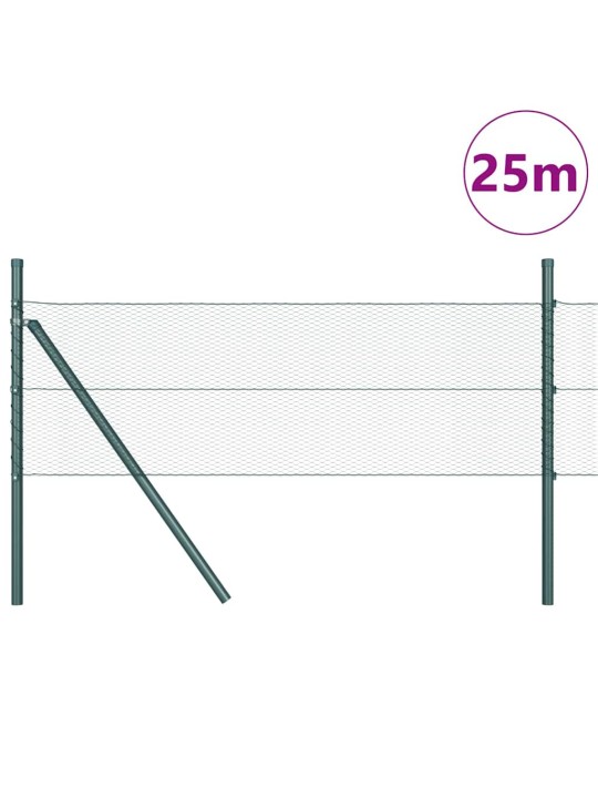 Žogs ar stabiem. zaļa 0.8 x 25 m pvc pārklāts tērauds