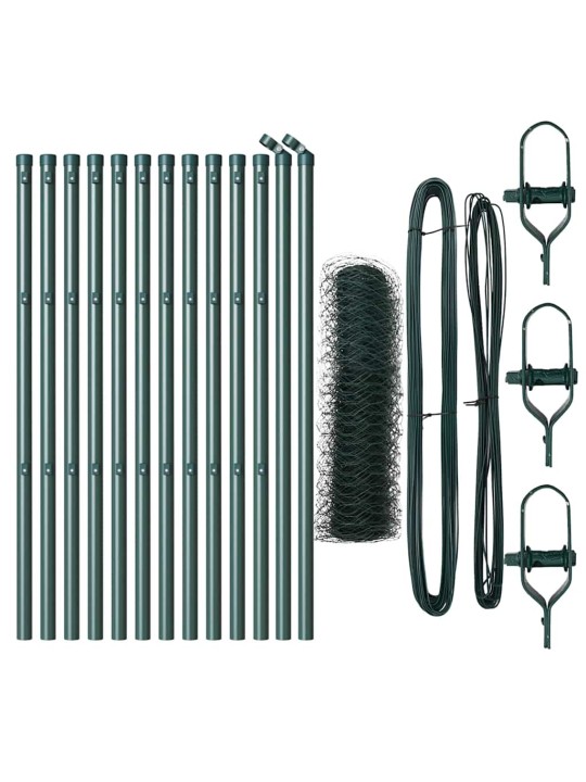 Žogs ar stabiem. zaļa 0.8 x 25 m pvc pārklāts tērauds