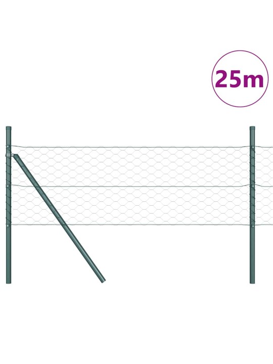 Žogs ar stabiem. zaļa 0.8 x 25 m pvc pārklāts tērauds