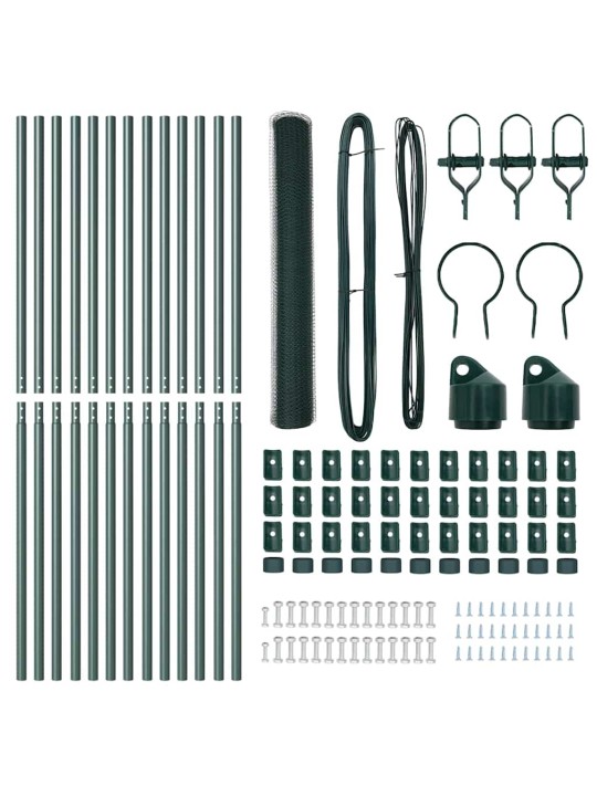 Žogs ar stabiem. zaļa 1.4 x 25 m pvc pārklāts tērauds