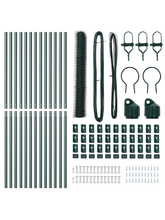 Žogs ar stabiem. zaļa 1.4 x 25 m pvc pārklāts tērauds