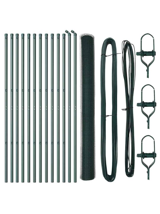 Žogs ar stabiem. zaļa 1.6 x 25 m pvc pārklāts tērauds