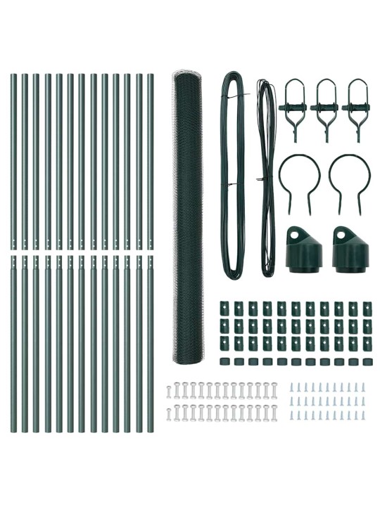 Žogs ar stabiem. zaļa 1.6 x 25 m pvc pārklāts tērauds