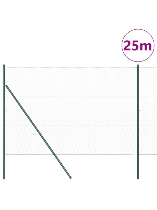 Žogs ar stabiem. zaļa 1.6 x 25 m pvc pārklāts tērauds
