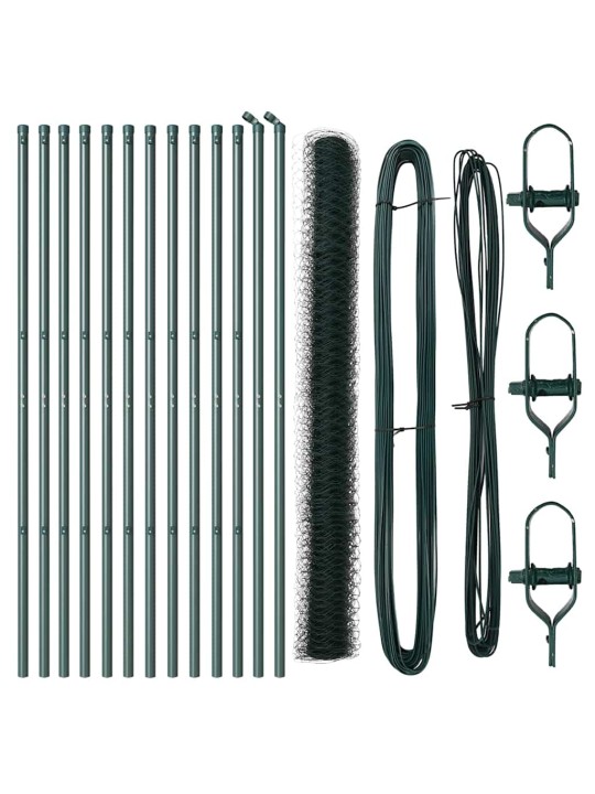 Žogs ar stabiem. zaļa 1.6 x 25 m pvc pārklāts tērauds