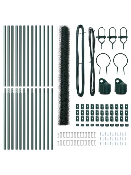 Žogs ar stabiem. zaļa 1.6 x 25 m pvc pārklāts tērauds