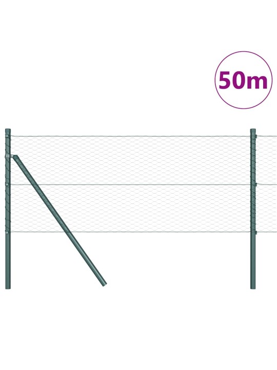 Žogs ar stabiem. zaļa 0.6 x 50 m pvc pārklāts tērauds