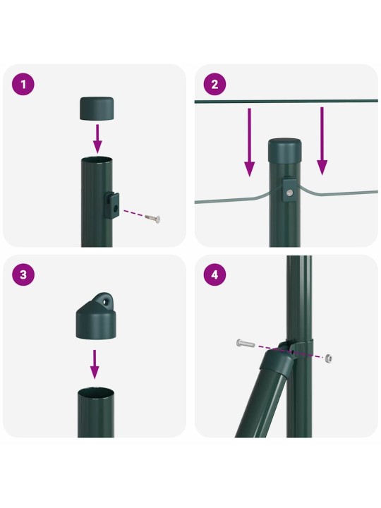 Žogs ar stabiem. zaļa 0.8 x 50 m pvc pārklāts tērauds
