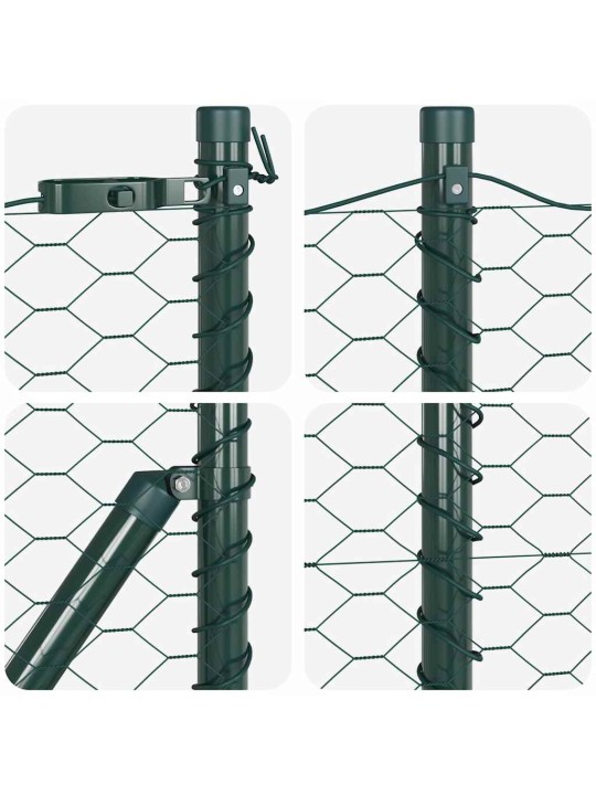 Žogs ar stabiem. zaļa 0.8 x 50 m pvc pārklāts tērauds