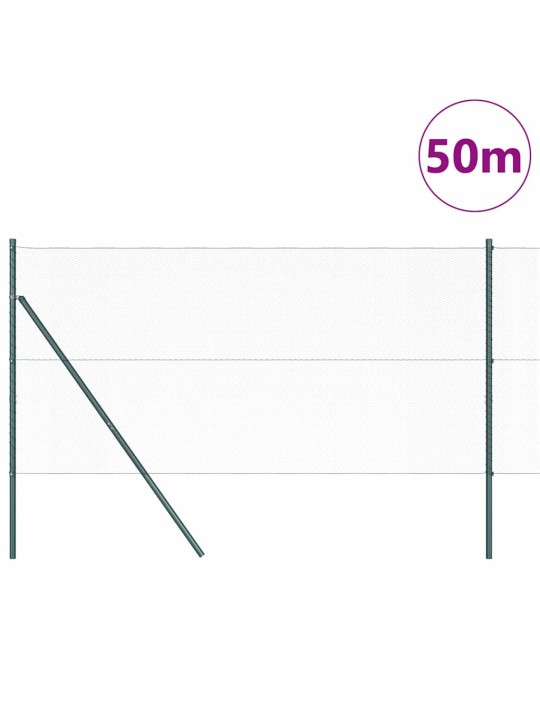 Žogs ar stabiem. zaļa 1 x 50 m pvc pārklāts tērauds
