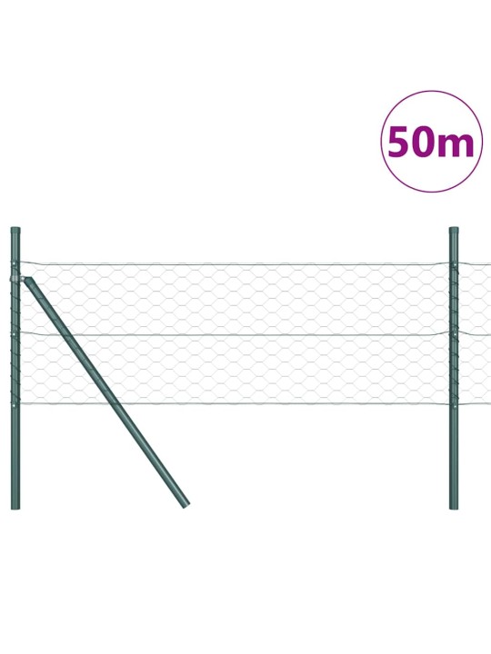 Žogs ar stabiem. zaļa 1 x 50 m pvc pārklāts tērauds