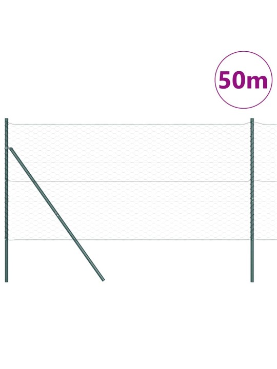 Žogs ar stabiem. zaļa 1.2 x 50 m pvc pārklāts tērauds