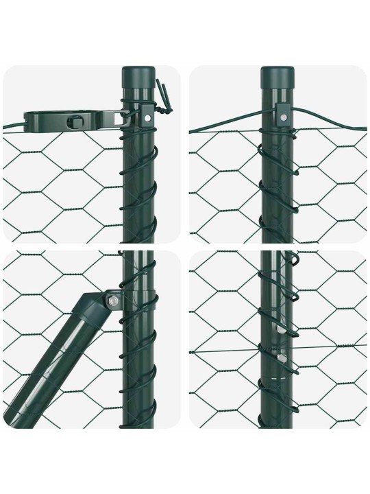 Žogs ar stabiem. zaļa 1.6 x 50 m pvc pārklāts tērauds