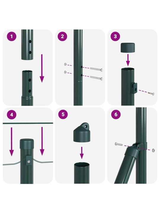 Žogs ar stabiem. zaļa 1.6 x 50 m pvc pārklāts tērauds