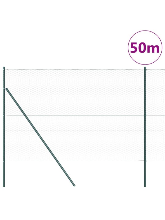 Žogs ar stabiem. zaļa 1.6 x 50 m pvc pārklāts tērauds