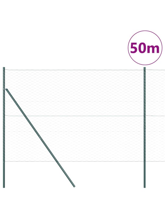 Žogs ar stabiem. zaļa 1.6 x 50 m pvc pārklāts tērauds