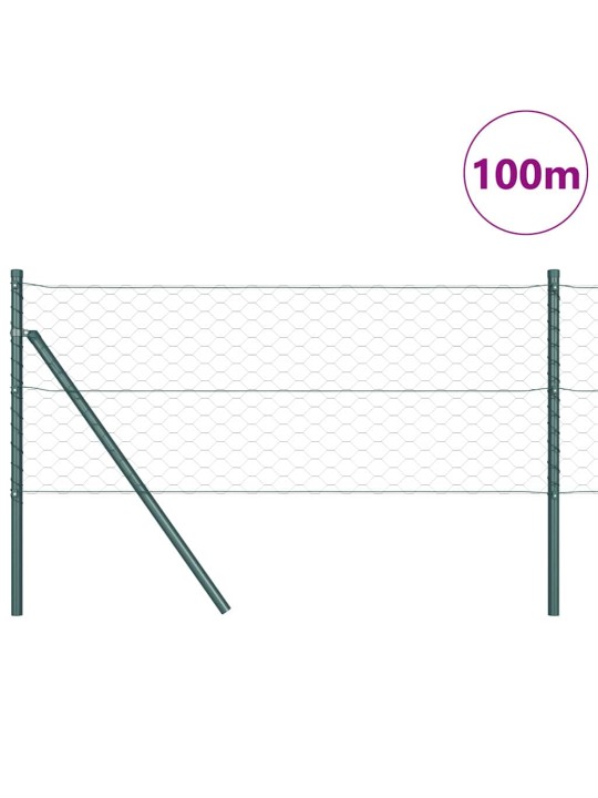 Žogs ar stabiem. zaļa 0.8 x 100 m pvc pārklāts tērauds