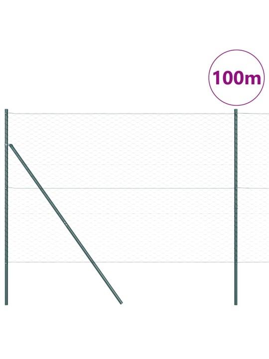 Žogs ar stabiem. zaļa 1.5 x 100 m pvc pārklāts tērauds