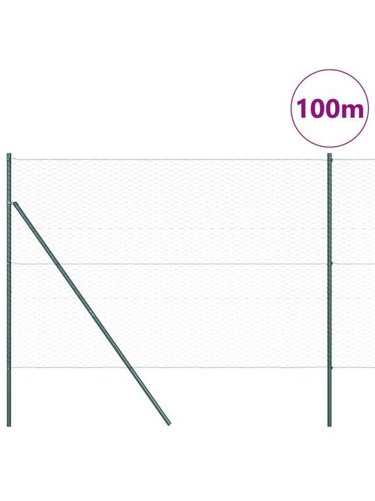 Žogs ar stabiem. zaļa 1.6 x 100 m pvc pārklāts tērauds