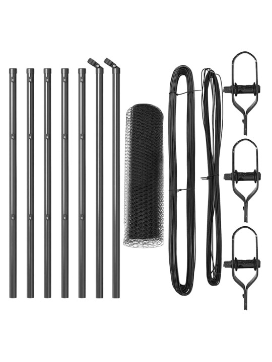 Žogs ar stabiem. pelēka 0.4 x 10 m pvc pārklāts tērauds
