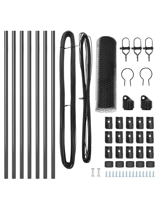 Žogs ar stabiem. pelēka 0.4 x 10 m pvc pārklāts tērauds