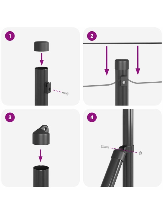 Žogs ar stabiem. pelēka 0.4 x 10 m pvc pārklāts tērauds