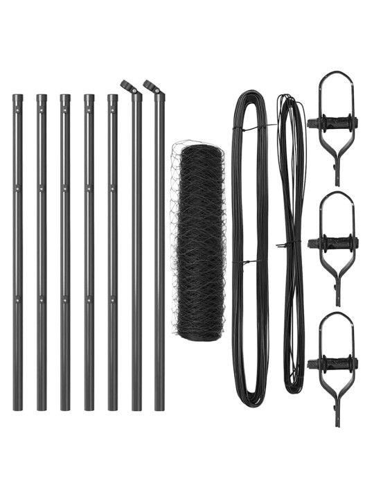Žogs ar stabiem. pelēka 0.5 x 10 m pvc pārklāts tērauds