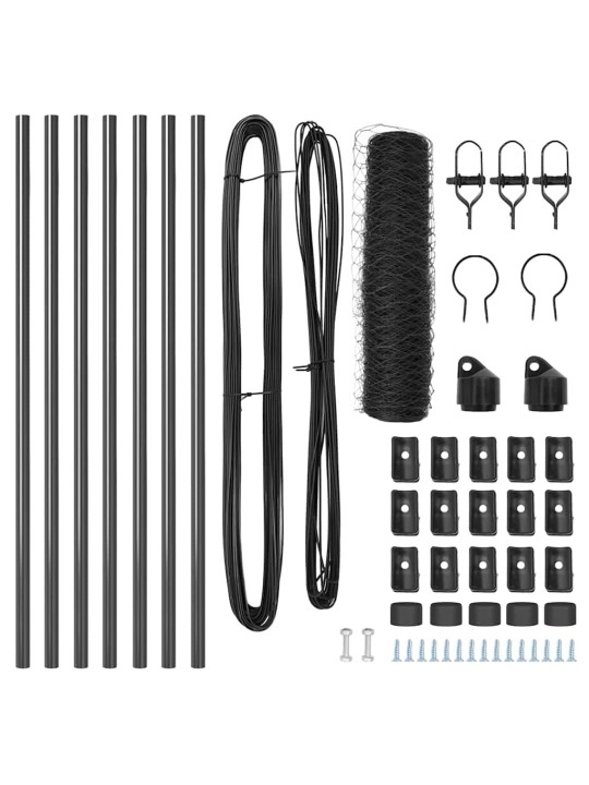 Žogs ar stabiem. pelēka 0.5 x 10 m pvc pārklāts tērauds