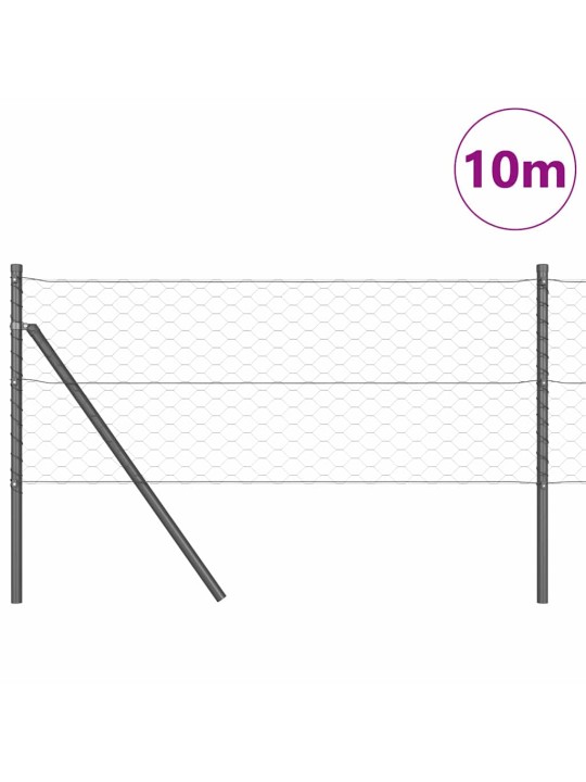Žogs ar stabiem. pelēka 0.6 x 10 m pvc pārklāts tērauds