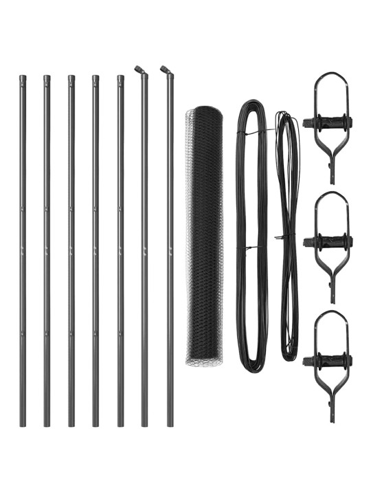 Žogs ar stabiem. pelēka 1 x 10 m pvc pārklāts tērauds