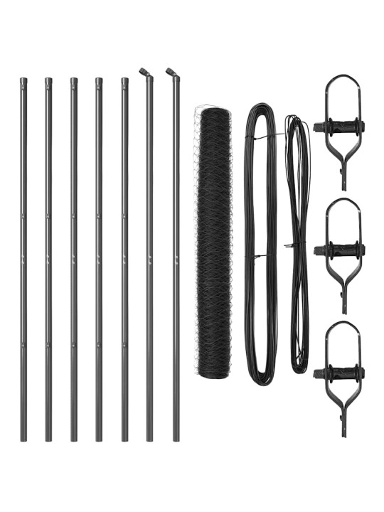 Žogs ar stabiem. pelēka 1 x 10 m pvc pārklāts tērauds