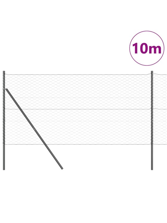 Žogs ar stabiem. pelēka 1 x 10 m pvc pārklāts tērauds