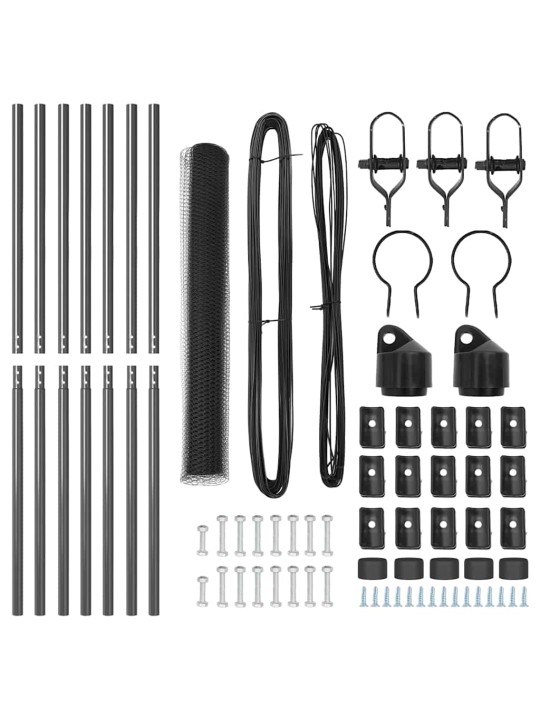 Žogs ar stabiem. pelēka 1.2 x 10 m pvc pārklāts tērauds