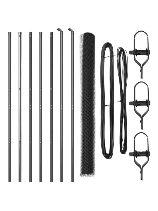 Žogs ar stabiem. pelēka 1.6 x 10 m pvc pārklāts tērauds