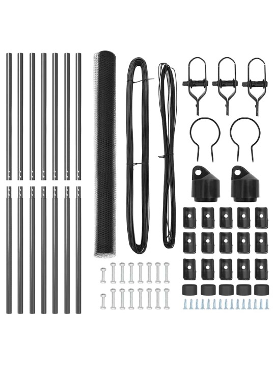 Žogs ar stabiem. pelēka 1.6 x 10 m pvc pārklāts tērauds