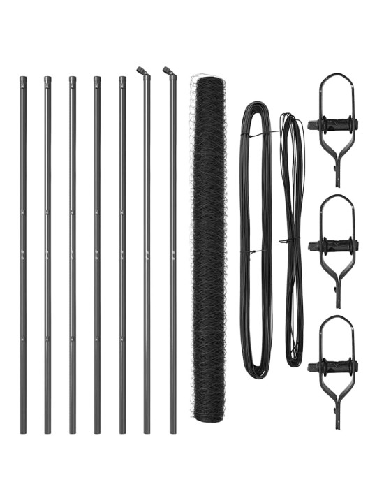 Žogs ar stabiem. pelēka 1.6 x 10 m pvc pārklāts tērauds