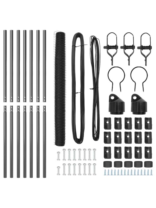 Žogs ar stabiem. pelēka 1.6 x 10 m pvc pārklāts tērauds