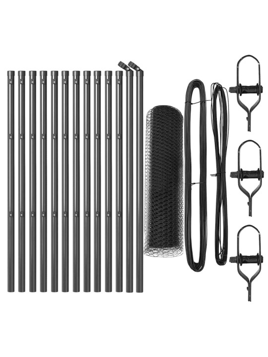 Žogs ar stabiem. pelēka 0.4 x 25 m pvc pārklāts tērauds