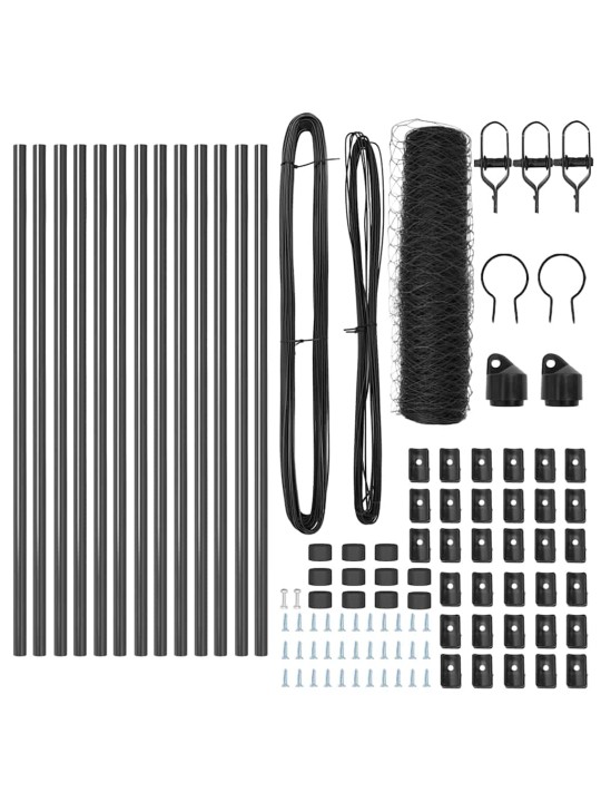 Žogs ar stabiem. pelēka 0.4 x 25 m pvc pārklāts tērauds