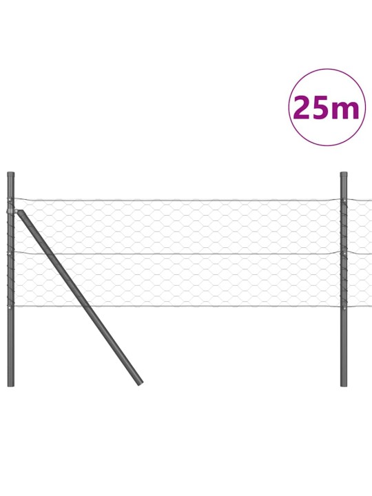 Žogs ar stabiem. pelēka 0.4 x 25 m pvc pārklāts tērauds