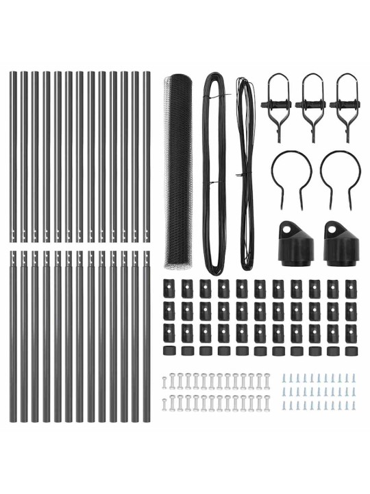 Žogs ar stabiem. pelēka 1 x 25 m pvc pārklāts tērauds