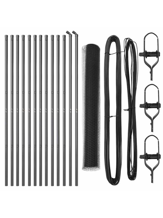 Žogs ar stabiem. pelēka 1.2 x 25 m pvc pārklāts tērauds