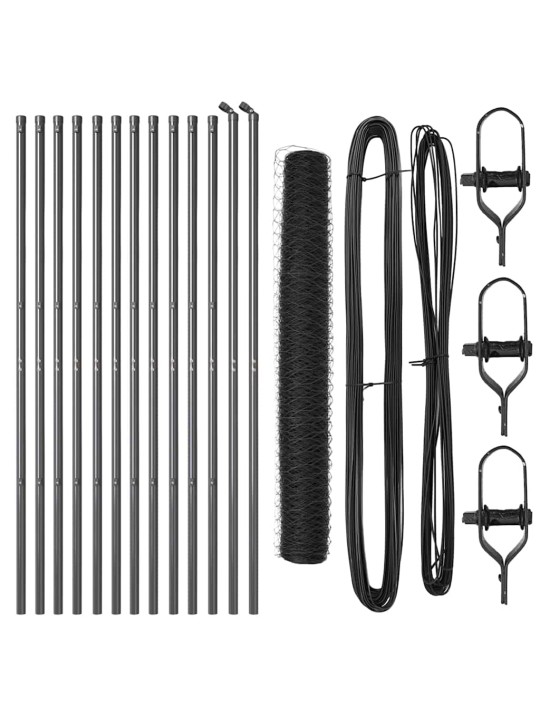 Žogs ar stabiem. pelēka 1.2 x 25 m pvc pārklāts tērauds