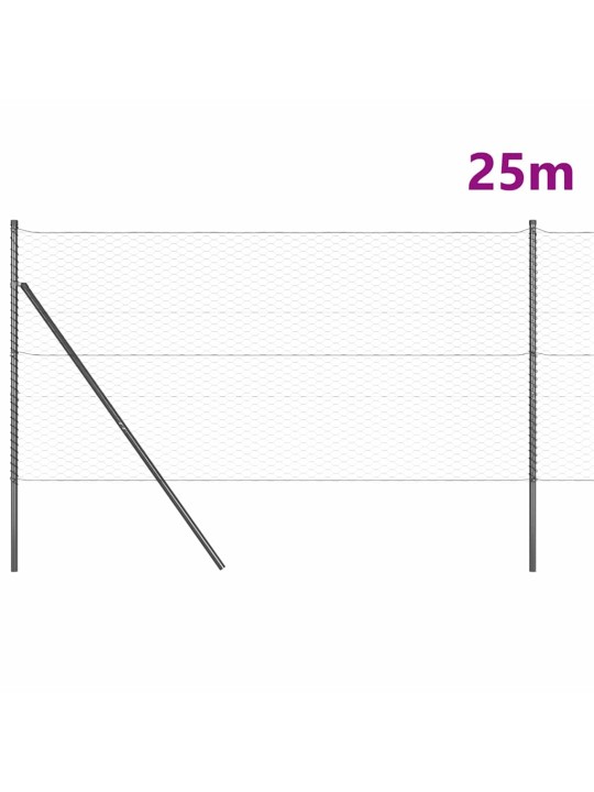 Žogs ar stabiem. pelēka 1.2 x 25 m pvc pārklāts tērauds