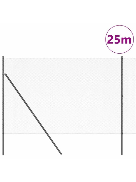 Žogs ar stabiem. pelēka 1.5 x 25 m pvc pārklāts tērauds