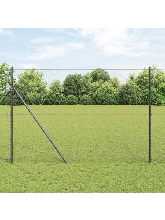 Žogs ar stabiem. pelēka 1.6 x 25 m pvc pārklāts tērauds