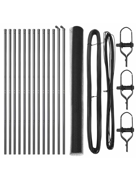 Žogs ar stabiem. pelēka 1.6 x 25 m pvc pārklāts tērauds