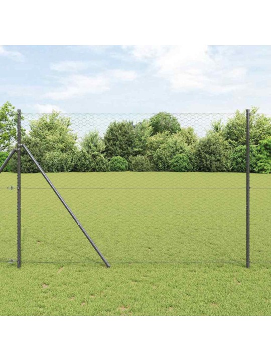 Žogs ar stabiem. pelēka 1.6 x 25 m pvc pārklāts tērauds