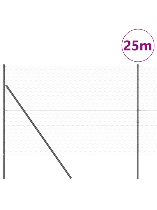 Žogs ar stabiem. pelēka 1.6 x 25 m pvc pārklāts tērauds